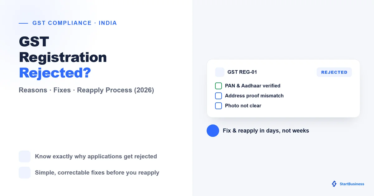 GST Registration Rejected? Reasons, Fixes & Reapply Process (2026)